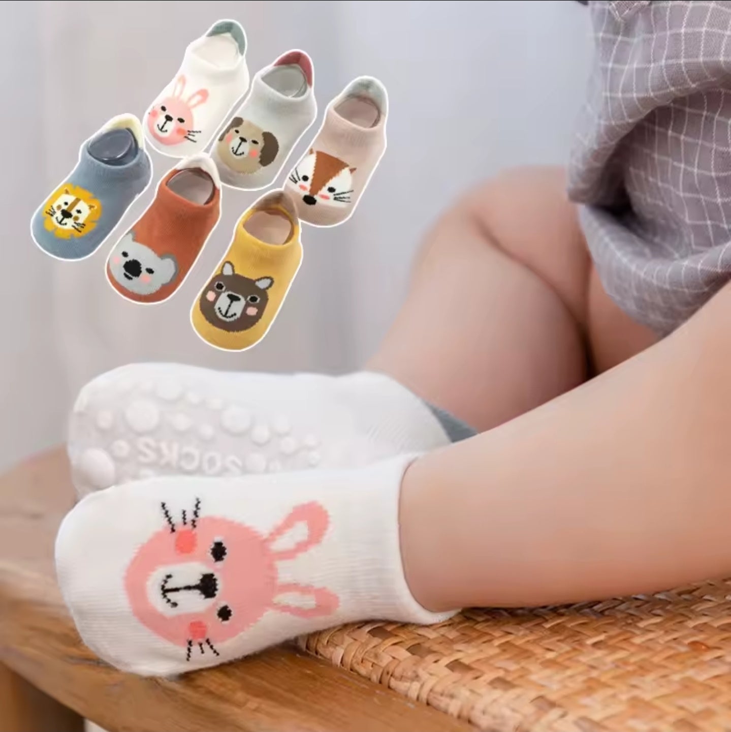 Calcetines Antideslizantes con Diseños de Animalitos (6M a 5A)