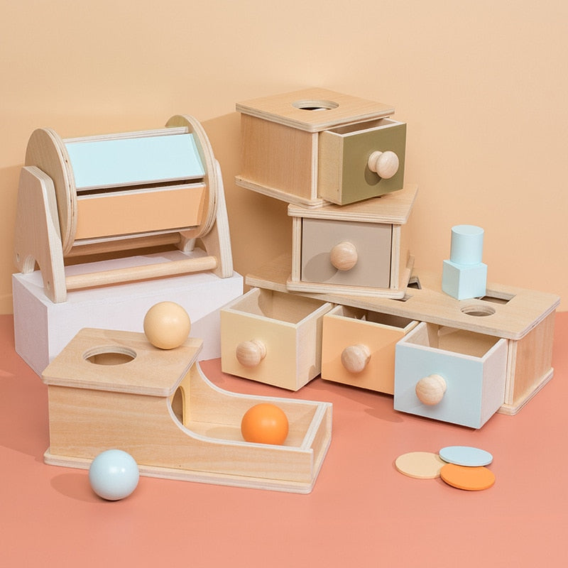 Caja Montessori de Colores Macaroon para Juegos Sensoriales y Aprendizaje